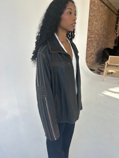 Oversized Leather Moto Jacket