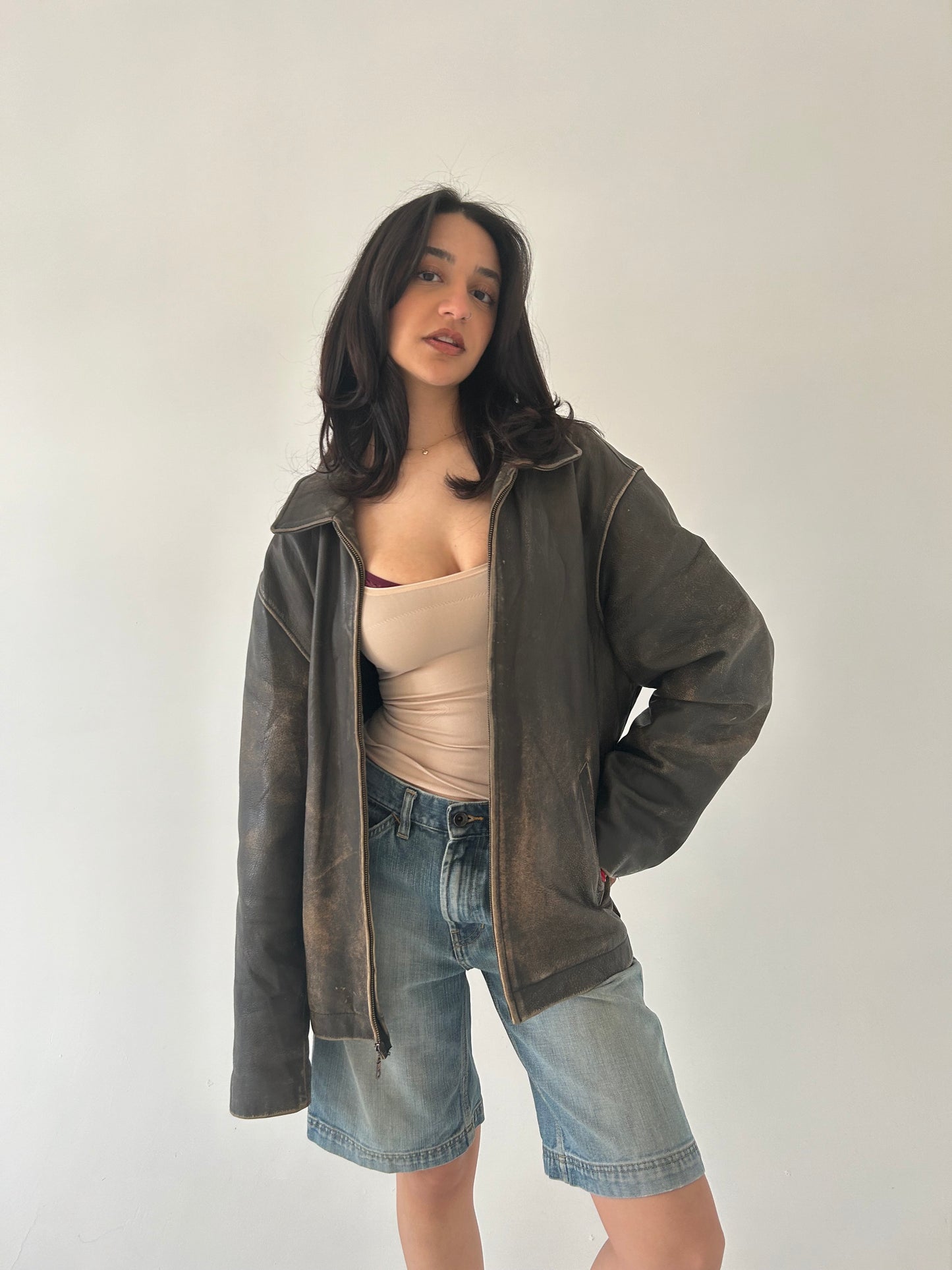 Distressed Leather Jacket