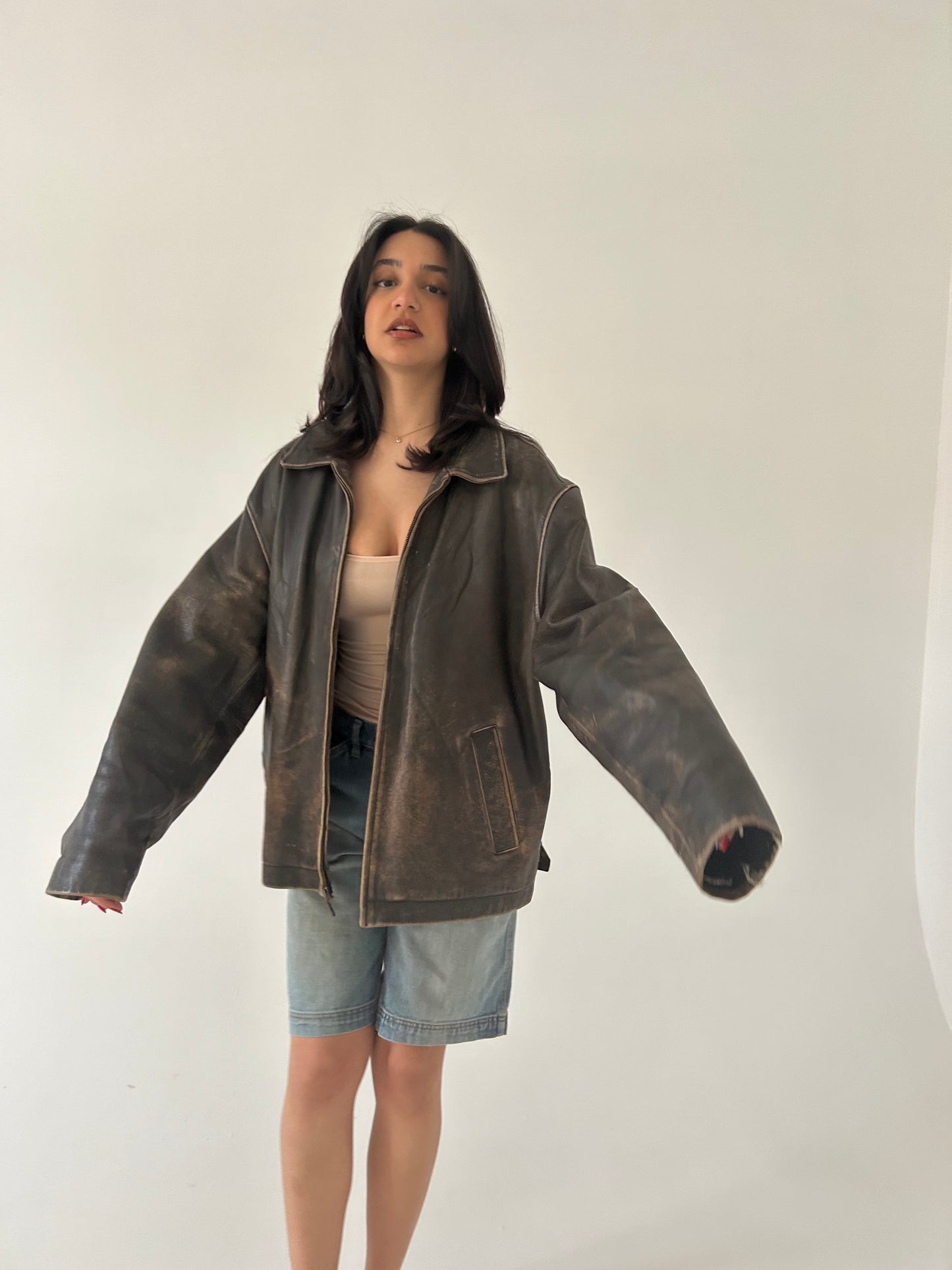 Distressed Leather Jacket