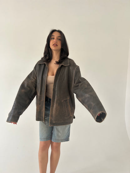 Distressed Leather Jacket