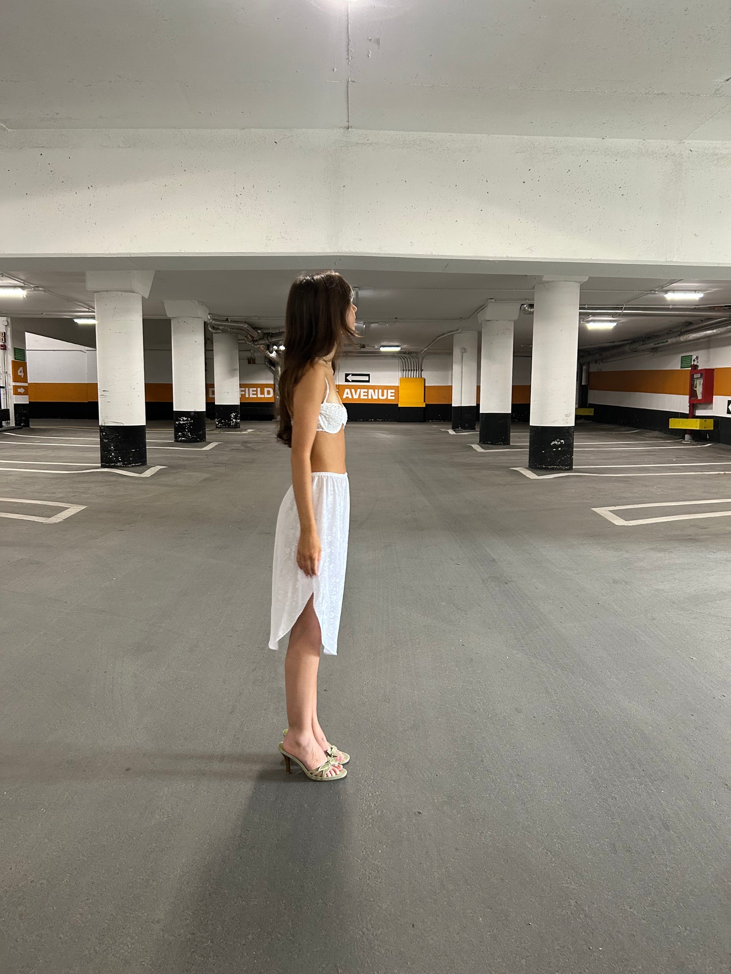 White Floral Slip Skirt