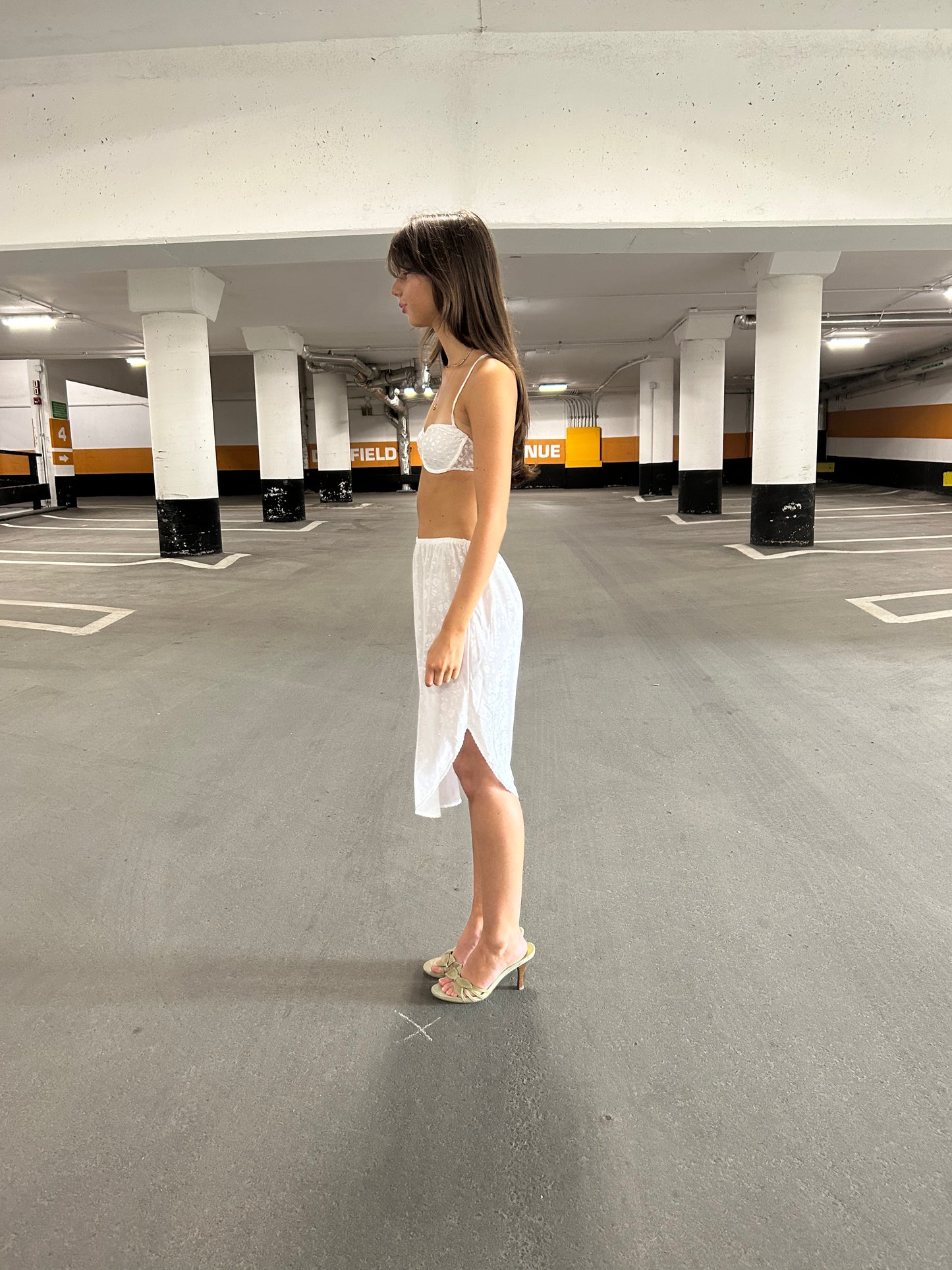 White Floral Slip Skirt