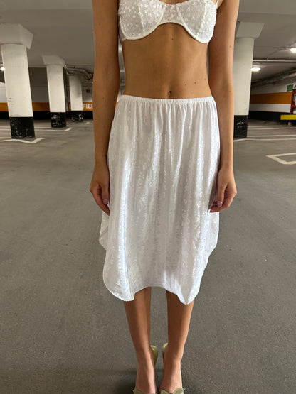 White Floral Slip Skirt