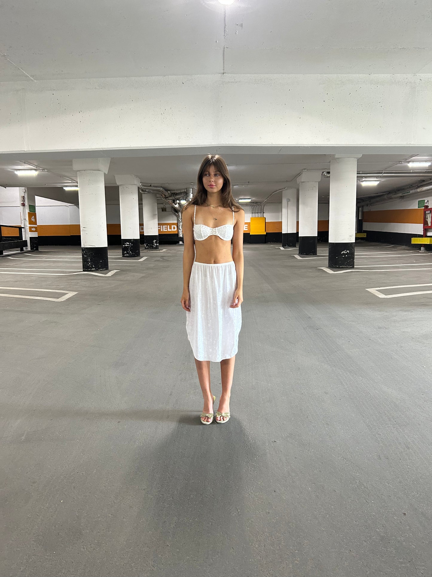 White Floral Slip Skirt