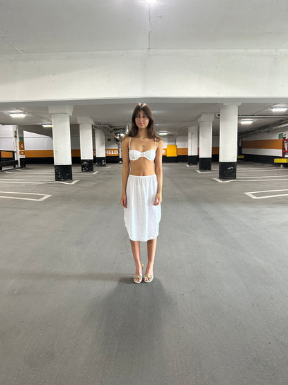 White Floral Slip Skirt